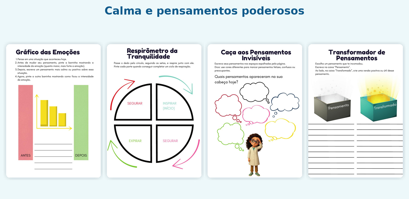 Páginas reais das estações da Calma e dos Pensamentos Poderosos