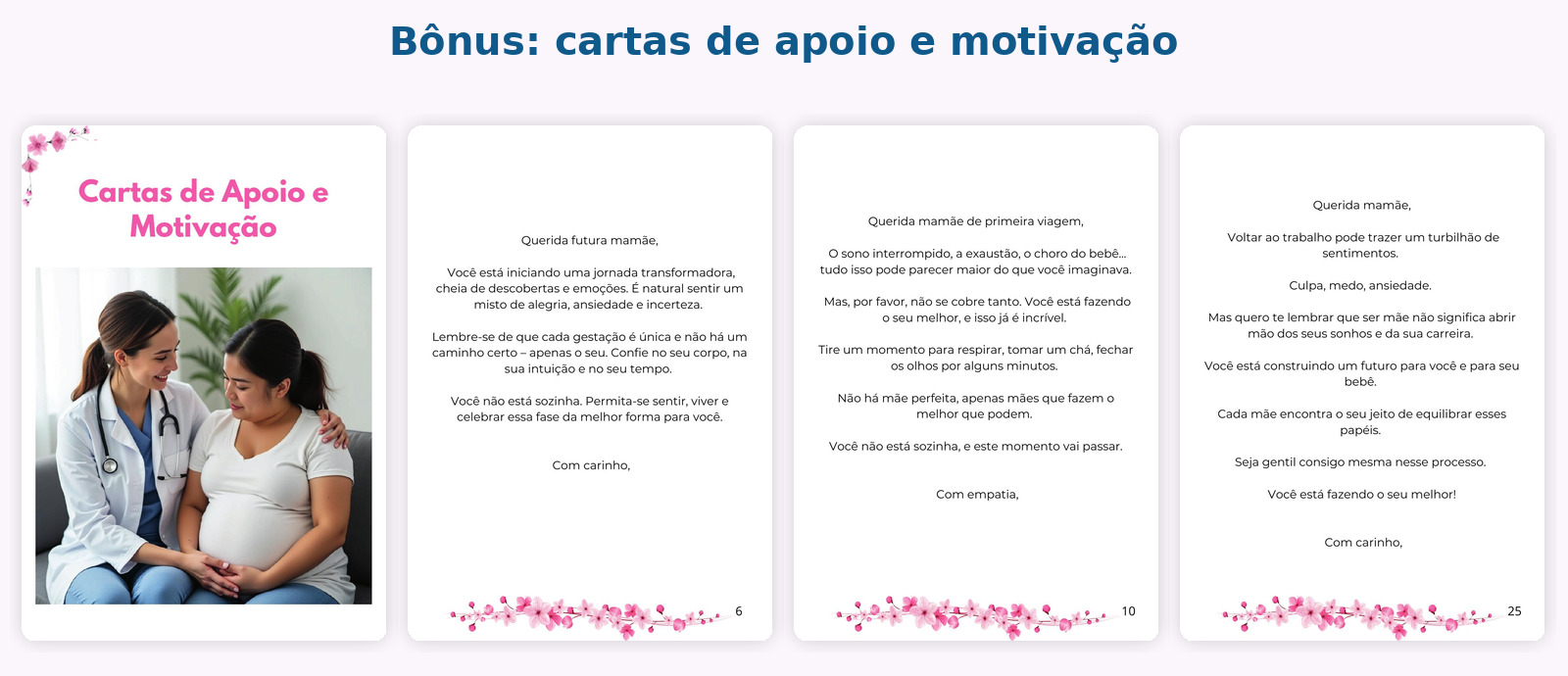 Páginas reais do bônus Cartas de Apoio e Motivação