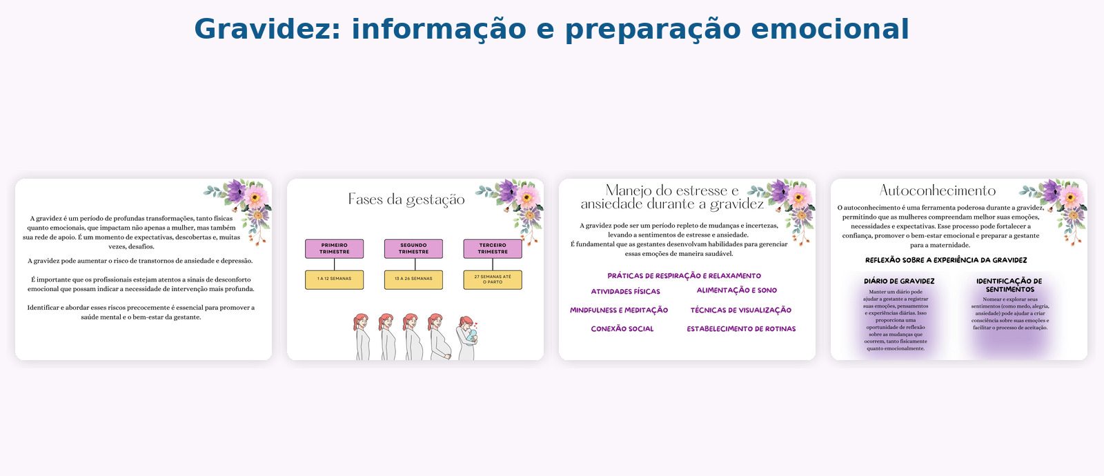 Páginas reais do conteúdo sobre gravidez